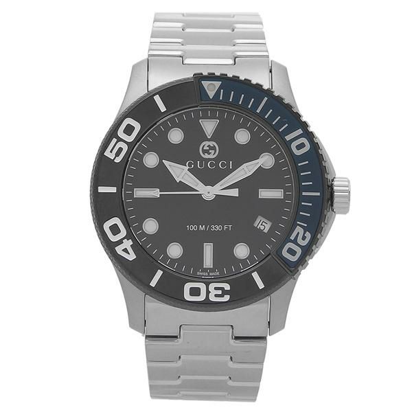 グッチ 時計 GUCCI YA126281 ダイバー 45MM 100M防水 メンズ腕時計 ウォッチ シルバー/ブラック