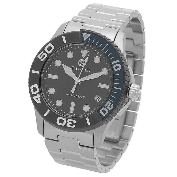 グッチ 時計 GUCCI YA126281 ダイバー 45MM 100M防水 メンズ腕時計 ウォッチ シルバー/ブラック 詳細画像