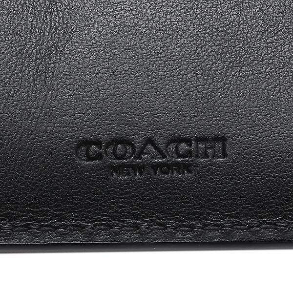 コーチ 財布 COACH F75371 BLK シグネチャー クロスグレイン コンパクト ID ウォレット メンズ 二つ折り財布 ブラック 詳細画像