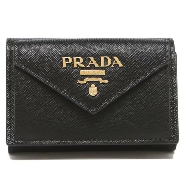プラダ 財布 PRADA 1MH021 ZLP F061H SAFFIANO MULTI COLOR サフィアーノ マルチカラー ミニ財布 レディース 三つ折り財布 無地 NERO/IBISCO 黒 詳細画像