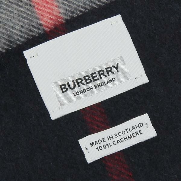 バーバリー マフラー BURBERRY 8015542 A1222 GIANT ICON 30×168cm ストール カシミア100％ メンズ/レディース チェック NAVY 詳細画像