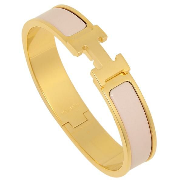 エルメス ブレスレット アクセサリー HERMES CLIC H クリックアッシュ レディース バングル BLANC/GOLD
