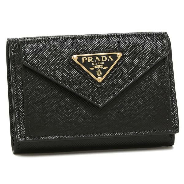 プラダ 財布 PRADA 1MH021 QHH F0002 SAFFIANO TRIANGOLO レディース 三折り財布 無地 NERO 黒