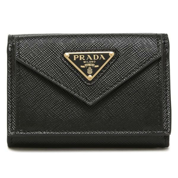 プラダ 財布 PRADA 1MH021 QHH F0002 SAFFIANO TRIANGOLO レディース 三折り財布 無地 NERO 黒 詳細画像