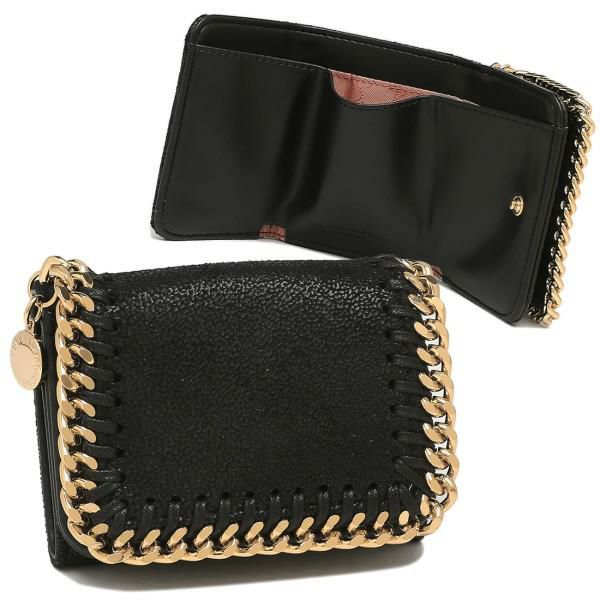 ステラマッカートニー 財布 STELLA McCARTNEY 521371 W9355 1000 Trifold Falabella ファベラ ミニ財布 レディース 三つ折り財布 無地 BLACK 黒
