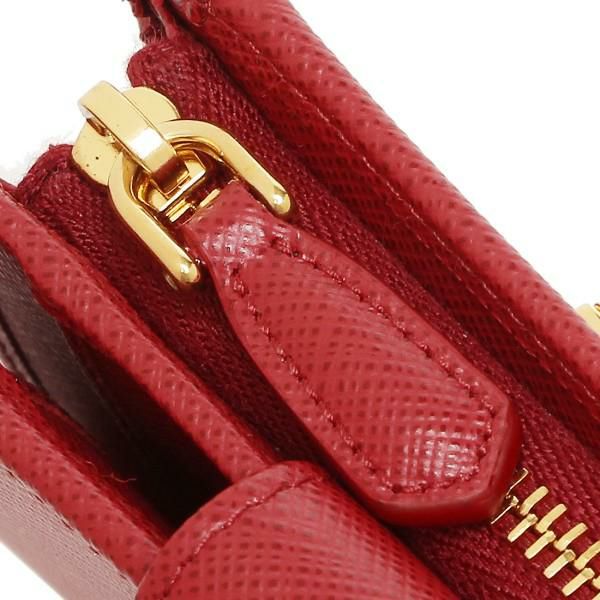 プラダ 財布 PRADA 1ML018 QHH F068Z SAFFIANO TRIANGOLO サフィアーノ レディース 二つ折り財布 無地 FUOCO 赤 詳細画像