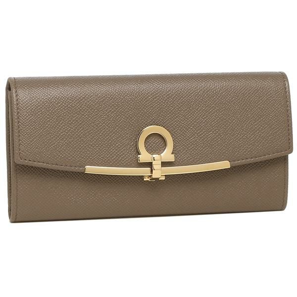 サルヴァトーレフェラガモ 長財布 ガンチーノクリップ グレージュ レディース Salvatore Ferragamo 22D150 0714922