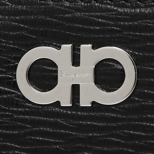 サルヴァトーレフェラガモ 財布 Salvatore Ferragamo 66A590 0721820 GANCINI リバイバル ガンチョバイカラー ガンチーニ メンズ 長財布 無地 NERO/FJORD BLUE 黒 詳細画像