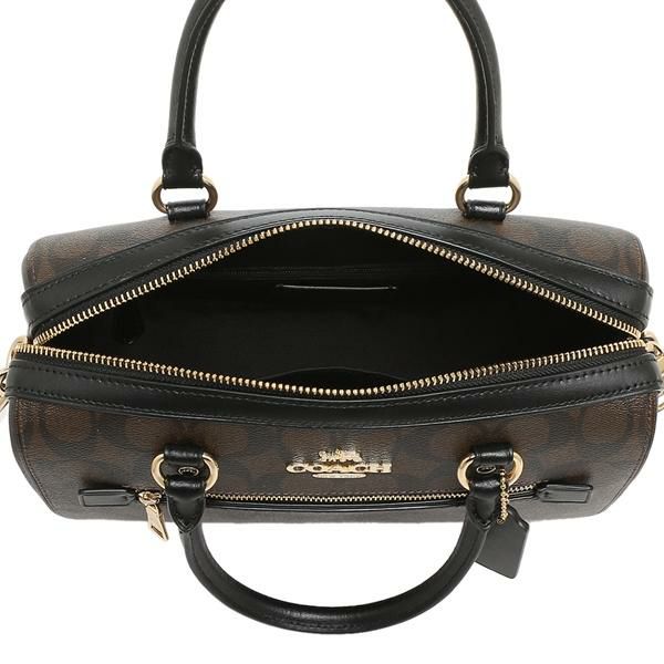 コーチ バッグ COACH F83607 IMAA8 ローワン サッチェル シグネチャーキャンバス レディース ハンドバッグ ショルダーバッグ ブラウン/ブラック 茶色 詳細画像