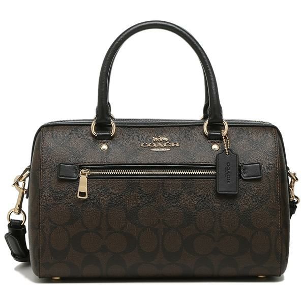 コーチ バッグ COACH F83607 IMAA8 ローワン サッチェル シグネチャーキャンバス レディース ハンドバッグ ショルダーバッグ ブラウン/ブラック 茶色 詳細画像