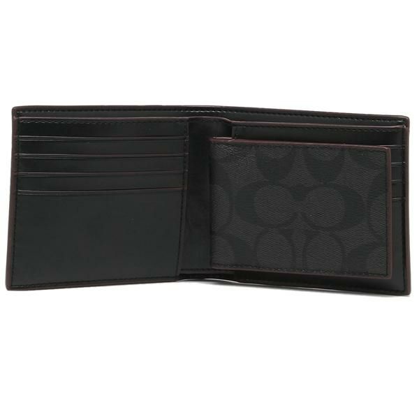 コーチ 財布 COACH F25519 N3A コンパクト ID ウォレット メンズ 二つ折り財布 ブラック/オックスブラッド 黒 詳細画像