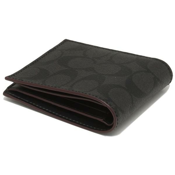コーチ 財布 COACH F25519 N3A コンパクト ID ウォレット メンズ 二つ折り財布 ブラック/オックスブラッド 黒 詳細画像