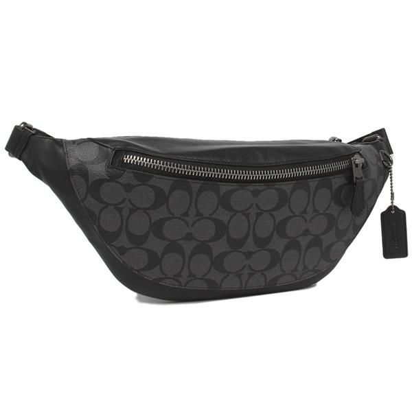 コーチ バッグ Coach F Qbmi5 ウォーレン ベルト バッグ シグネチャーキャンバス メンズ ボディバッグ ショルダーバッグ チャコール ブラック Axes