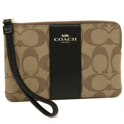 コーチ ポーチ COACH F58035 IMCBI コーナー ジップ リストレット シグネチャー キャンバス レディース ポーチ リストレット カーキ/ブラック