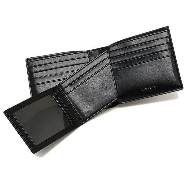 コーチ 財布 COACH F74993 CQBK コンパクト 1Ｄ ウォレット シグネチャー メンズ 二つ折り財布 ミニ財布 チャコール/ブラック 詳細画像