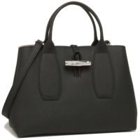 ロンシャン バッグ LONGCHAMP 10058 HPN 001 ROSEAU ロゾ レディース ハンドバッグ 無地 BLACK 黒