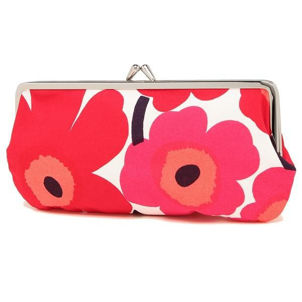 マリメッコ ポーチ MARIMEKKO 027003 001 MINI UNIKKO ウニッコ レディース ポーチ 花柄 WHITE/RED 白 詳細画像