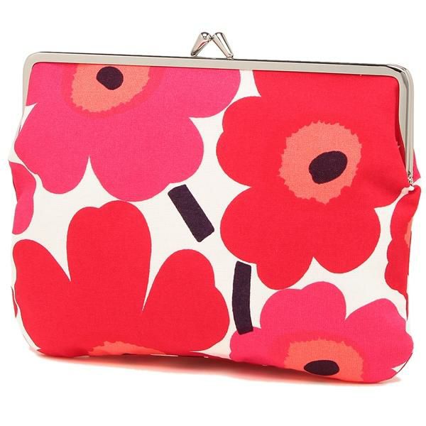 マリメッコ ポーチ MARIMEKKO 037773 001 MINI UNIKKO ウニッコ レディース ポーチ 花柄 WHITE/RED 白 詳細画像