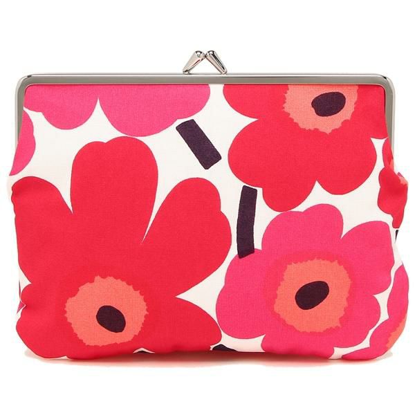 マリメッコ ポーチ MARIMEKKO 037773 001 MINI UNIKKO ウニッコ レディース ポーチ 花柄 WHITE/RED 白 詳細画像