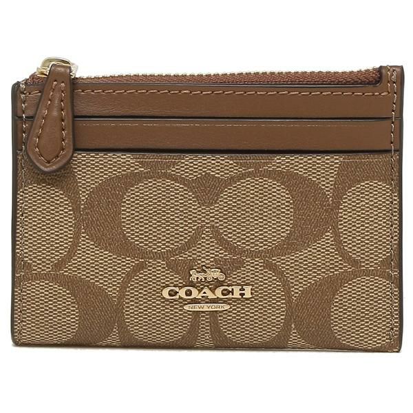 コーチ コインケース COACH F88208 IME74 ミニ スキニー ID ケース シグネチャー キャンバス レディース コインケース パスケース  カーキ/サドル2 | AXES