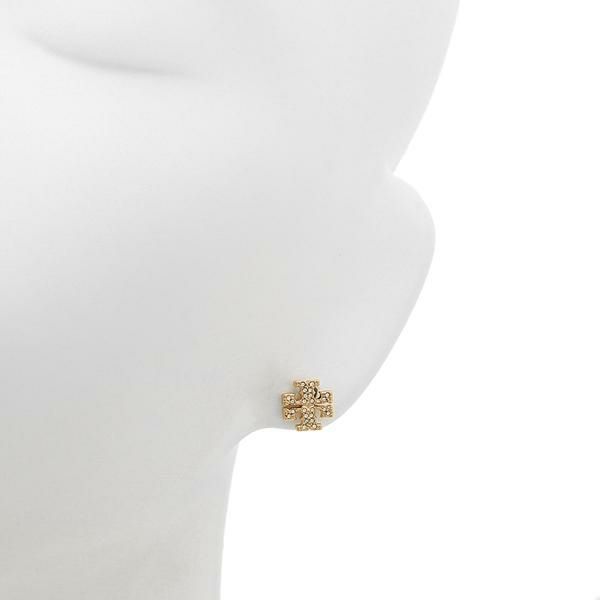 トリーバーチ ピアス アクセサリー TORY BURCH 53423 783 PAVE LOGO STUD EARRING ダブルTロゴ レディース TORY GOLD/CRYSTAL 詳細画像