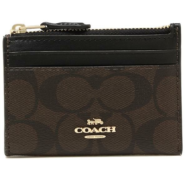 コーチ コインケース パスケース COACH F88208 IMAA8 ミニ スキニー 1Ｄ ケース シグネチャー キャンバス レディース コインケース パスケース ブラウン/ブラック 茶色 詳細画像