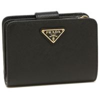 プラダ 財布 PRADA 1ML018 QHH F0002 SAFFIANO TRIANGOLO サフィアーノ レディース 二つ折り財布 無地 NERO 黒