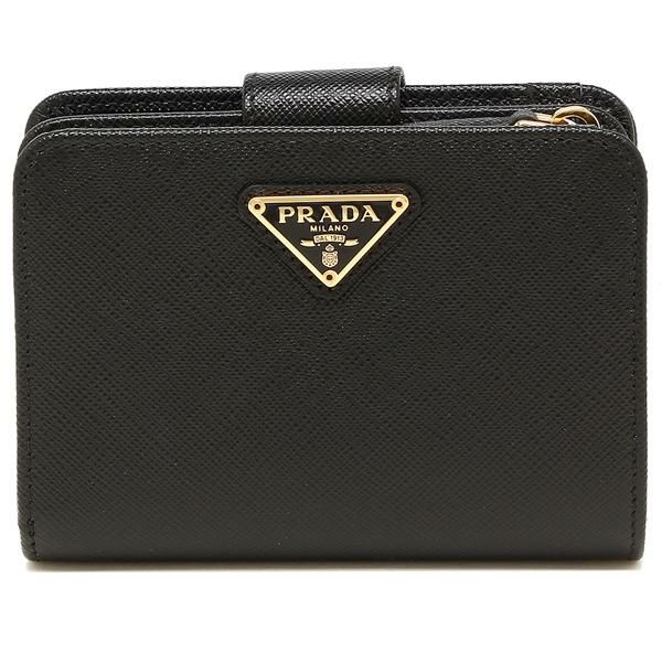 プラダ 財布 PRADA 1ML018 QHH F0002 SAFFIANO TRIANGOLO サフィアーノ レディース 二つ折り財布 無地 NERO 黒 詳細画像