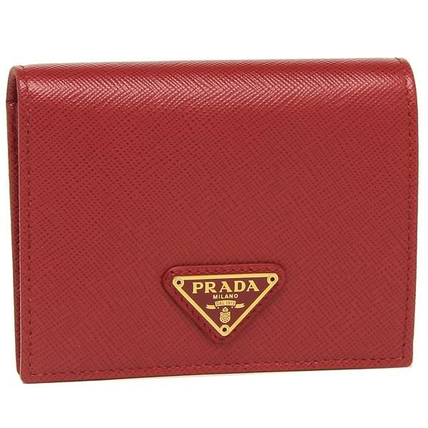 プラダ 財布 PRADA 1MV204 QHH F068Z SAFFIANO TRIANGOLO サフィアーノ レディース 二つ折り財布 FUOCO 赤