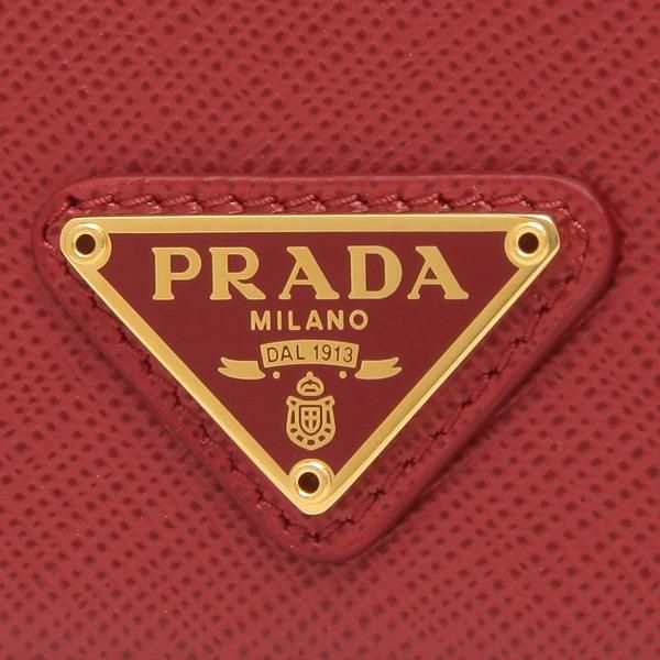 プラダ 財布 PRADA 1MV204 QHH F068Z SAFFIANO TRIANGOLO サフィアーノ レディース 二つ折り財布 FUOCO 赤 詳細画像