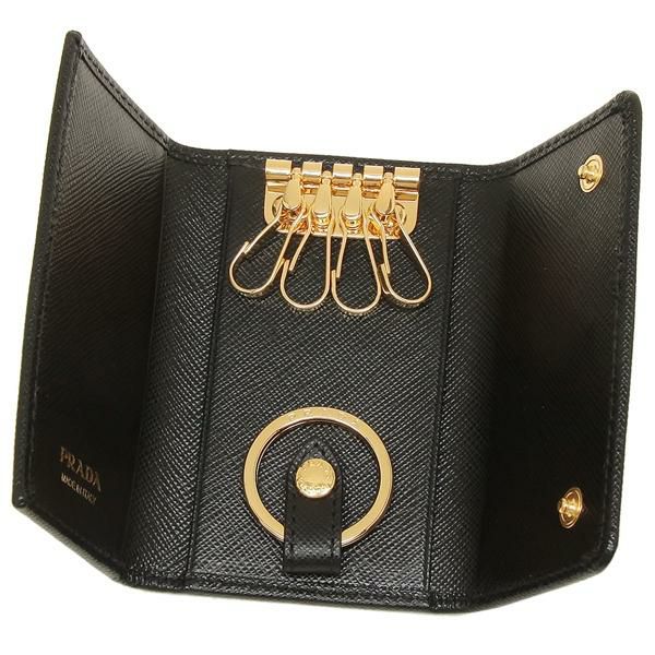 プラダ キーケース PRADA 1PG004 QWA F0002 SAFFIANO METAL ORO サフィアーノ キーホルダー 無地 NERO 黒 詳細画像