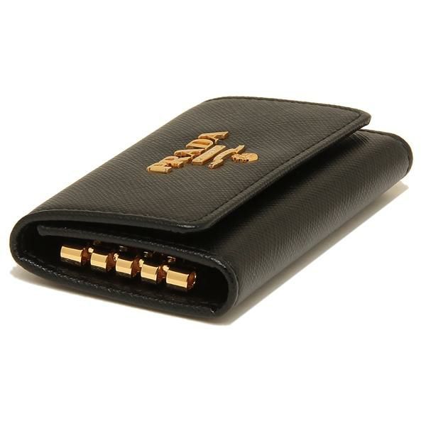 プラダ キーケース PRADA 1PG004 QWA F0002 SAFFIANO METAL ORO サフィアーノ キーホルダー 無地 NERO 黒 詳細画像