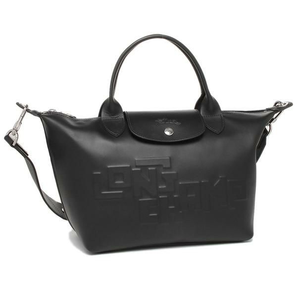 ロンシャン バッグ LONGCHAMP 1512 712 001 LE PLIAGE CUIR ESTAMPE プリアージュ キュイール TOP HANDLE S レディース ハンドバッグ 無地 BLACK 黒