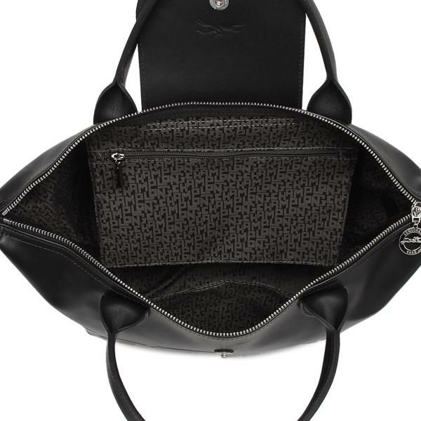 ロンシャン バッグ LONGCHAMP 1512 712 001 LE PLIAGE CUIR ESTAMPE プリアージュ キュイール TOP HANDLE S レディース ハンドバッグ 無地 BLACK 黒 詳細画像