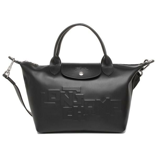 ロンシャン バッグ LONGCHAMP 1512 712 001 LE PLIAGE CUIR ESTAMPE プリアージュ キュイール TOP HANDLE S レディース ハンドバッグ 無地 BLACK 黒 詳細画像