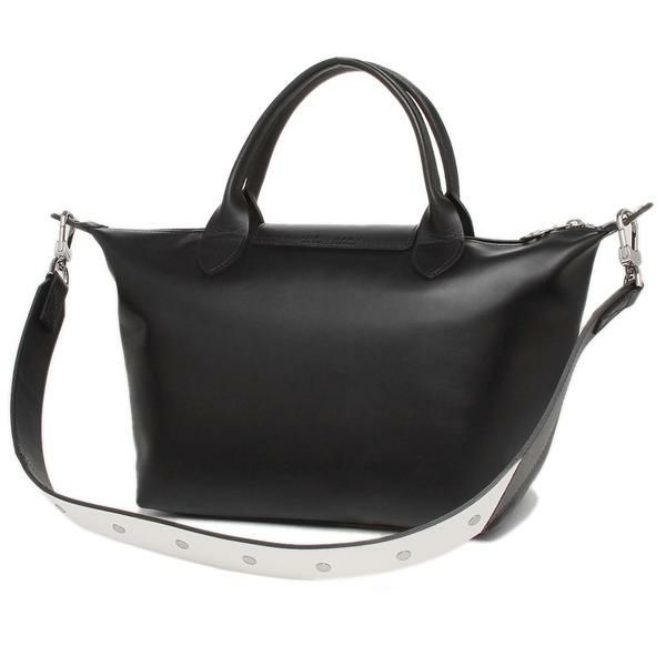 ロンシャン バッグ LONGCHAMP 1512 712 001 LE PLIAGE CUIR ESTAMPE プリアージュ キュイール TOP HANDLE S レディース ハンドバッグ 無地 BLACK 黒 詳細画像