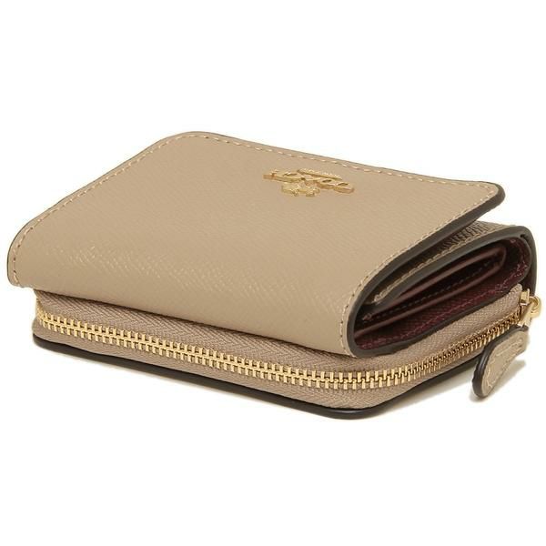 コーチ 財布 COACH 37968 IMTAU スモール スリーフォールド ウォレット レディース 二つ折り財布 三つ折り財布 ミニ財布 無地 トープ 詳細画像