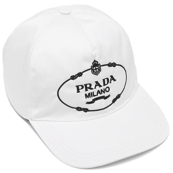 プラダ 帽子 PRADA 1HC179 2EK1 F0964 TESSUTO RICAMO テスート キャップ ユニセックス 帽子 無地 BIANCO/NERO 白