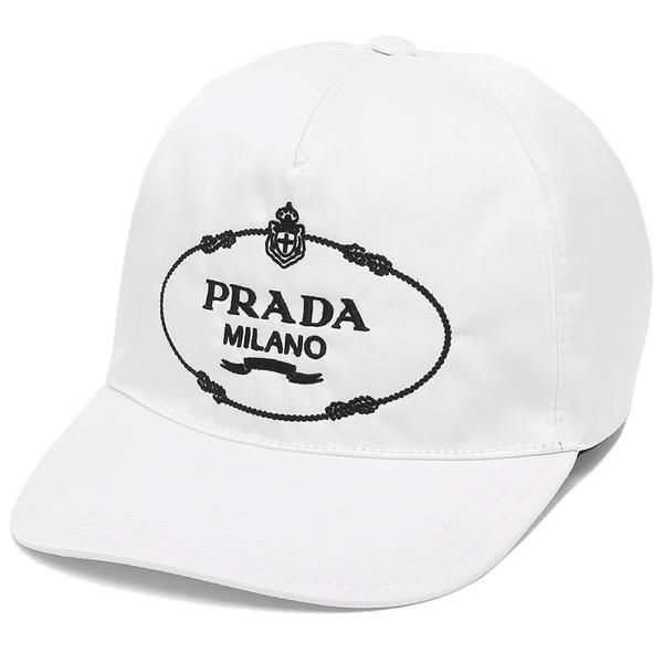 プラダ 帽子 PRADA 1HC179 2EK1 F0964 TESSUTO RICAMO テスート キャップ ユニセックス 帽子 無地 BIANCO/NERO 白 詳細画像