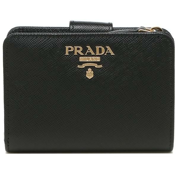 プラダ 財布 PRADA 1ML018 ZLP F061H SAFFIANO MULTICOLOR サフィアーノ レディース 二つ折り財布 無地 NERO/IBISCO 黒 詳細画像