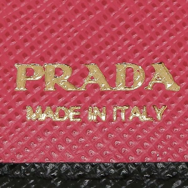 プラダ 財布 PRADA 1ML018 ZLP F061H SAFFIANO MULTICOLOR サフィアーノ レディース 二つ折り財布 無地 NERO/IBISCO 黒 詳細画像