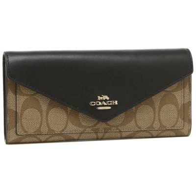 コーチ 財布 アウトレット Coach 3034 Imcbi スリム エンベロープ ウォレット シグネチャー キャンバス レディース 長財布 カーキ ブラック 春夏新作 Axes