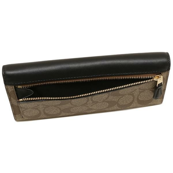 コーチ 財布 COACH 3034 IMCBI スリム エンベロープ ウォレット シグネチャー キャンバス レディース 長財布 カーキ ブラック 詳細画像