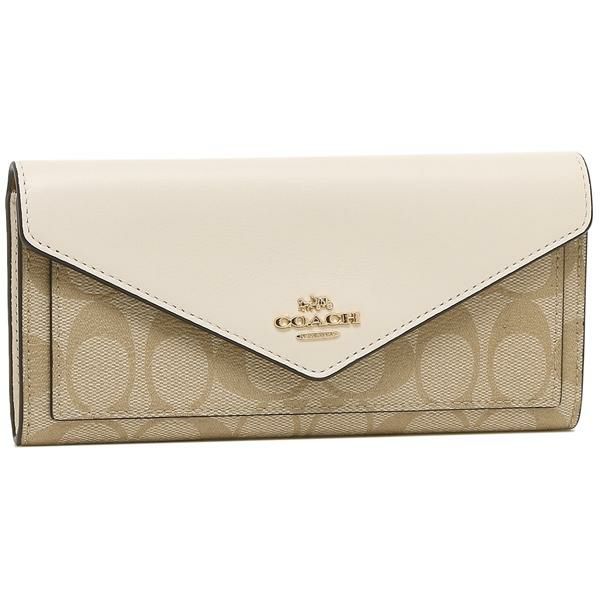 コーチ 財布 COACH 3034 IMDQC スリム エンベロープ ウォレット シグネチャー キャンバス レディース 長財布 ライトカーキ チョーク