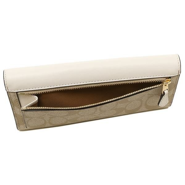 コーチ 財布 COACH 3034 IMDQC スリム エンベロープ ウォレット シグネチャー キャンバス レディース 長財布 ライトカーキ チョーク 詳細画像