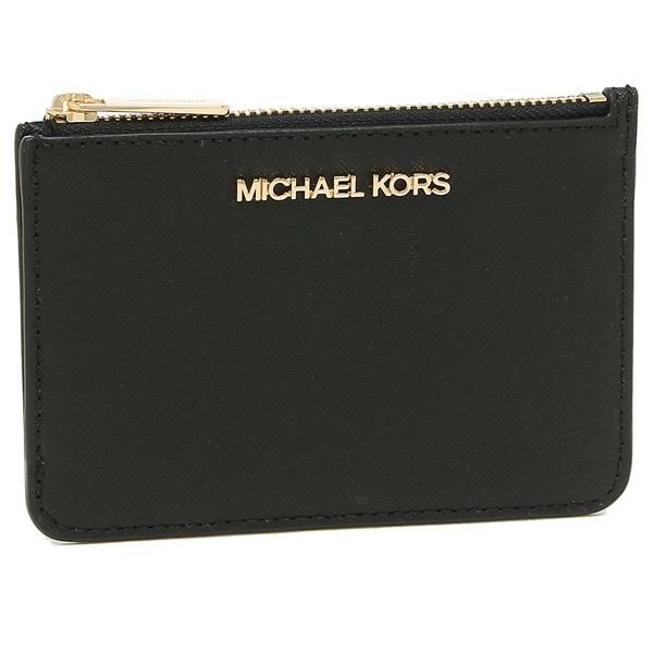 マイケルコース コインケース MICHAEL KORS 35F7GTVU1L JET SET TRAVEL SM TZ COINPOUCH W ID LEATHER レディース コインケース パスケース 無地 BLACK 黒