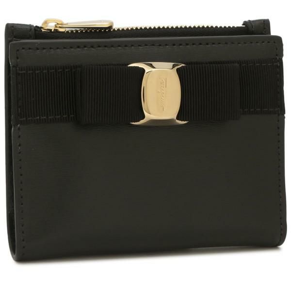 サルヴァトーレフェラガモ 財布 Salvatore Ferragamo 22E009 0734500 ヴァラ NEW VARA リボン レディース 二つ折り財布 無地 NERO 黒