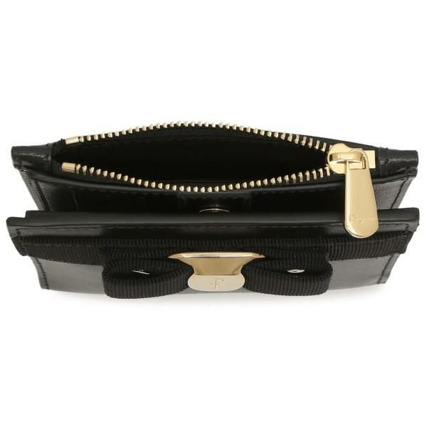 サルヴァトーレフェラガモ 財布 Salvatore Ferragamo 22E009 0734500 ヴァラ NEW VARA リボン レディース 二つ折り財布 無地 NERO 黒 詳細画像