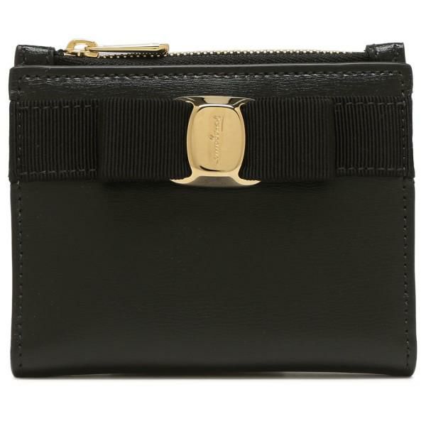 サルヴァトーレフェラガモ 財布 Salvatore Ferragamo 22E009 0734500 ヴァラ NEW VARA リボン レディース 二つ折り財布 無地 NERO 黒 詳細画像