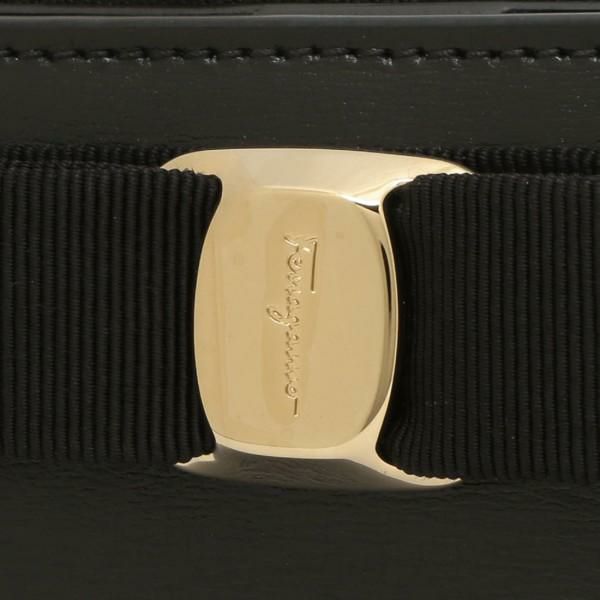 サルヴァトーレフェラガモ 財布 Salvatore Ferragamo 22E009 0734500 ヴァラ NEW VARA リボン レディース 二つ折り財布 無地 NERO 黒 詳細画像